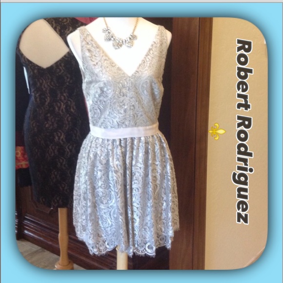 Robert Rodriguez Dresses & Skirts - Robert Rodriguez Silver Lace Cocktail Dress (NWT)
