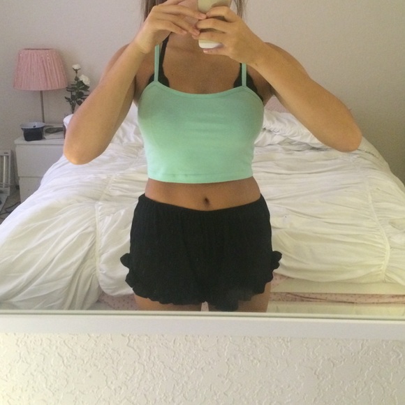 Mint crop top criss cross back