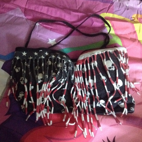 Skulls and American Flag Belly Shirt