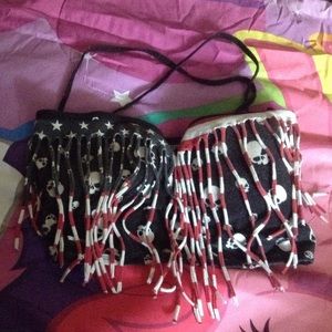 Skulls and American Flag Belly Shirt
