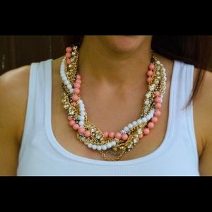 Pink and gold beaded necklace.