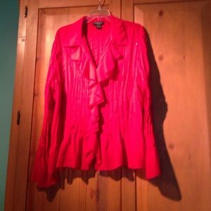 Ruffled-dressy red blouse