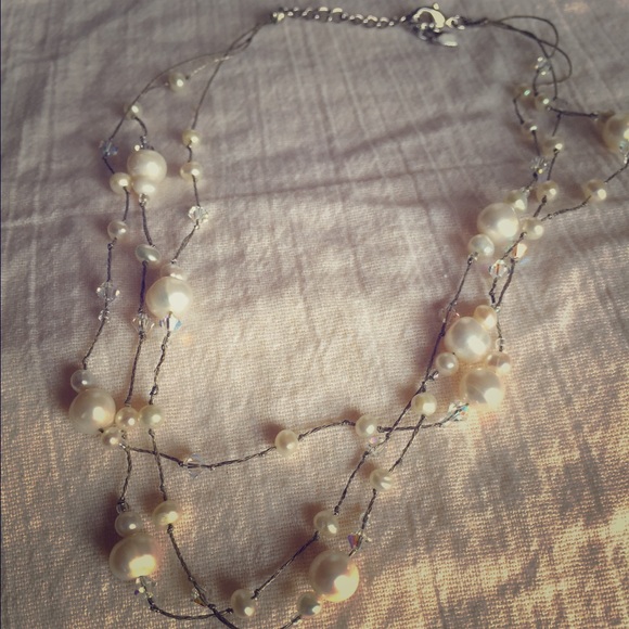Mother of pearl and crystal necklace