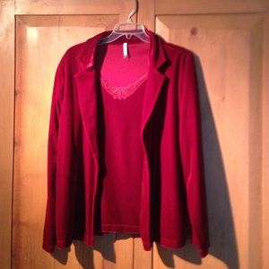 Long sleeved burgundy velour top