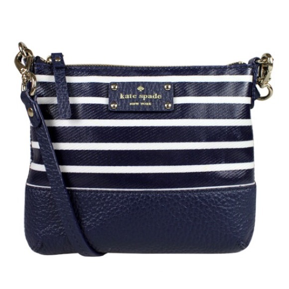 KATE SPADE Blue and White Striped Purse