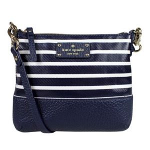 KATE SPADE Blue and White Striped Purse