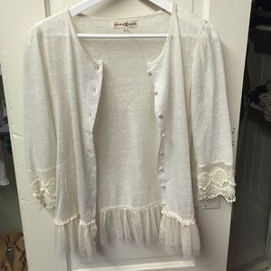 Adorable, lace detailed button up sweater