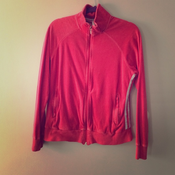 💥flash Sale💥Red velour zip up jacket Adidas