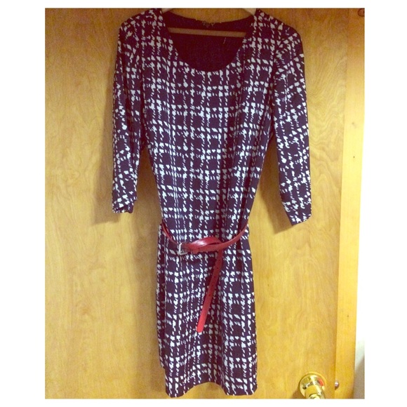 Navy Blue and White Shift Dress