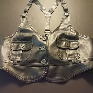 Faux leather vest
