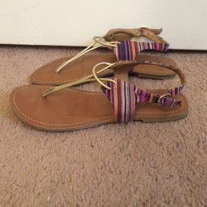Striped and gold sandals