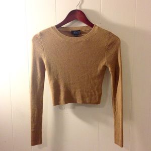 TOPSHOP • Camel Ribbed Cropped Sweater