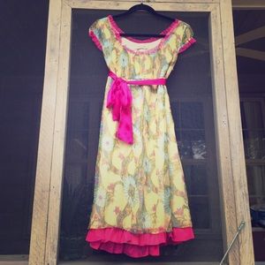 Pink and Yellow Patterned Dress