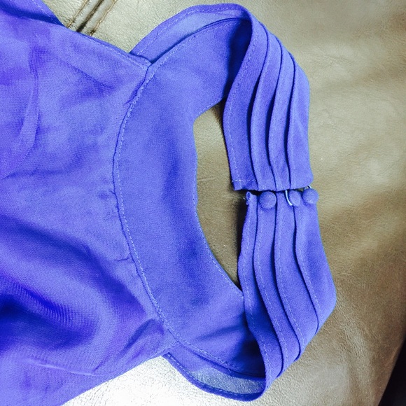 Royal Blue Blouse with Green & Black Ruffles - Picture 3 of 3