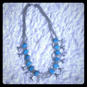 Vintage Turquoise Squash Blossom Necklace