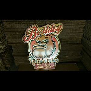 Bulldog brakes metal sign mancave collectible
