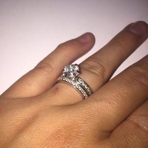 SALE Designer wedding band and engagement ring set