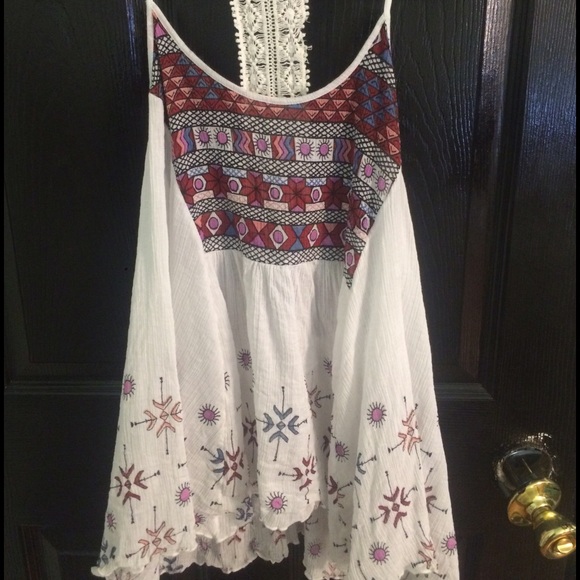 free people white patterned flowy top