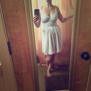 Express cream and beige polka dot summer dress