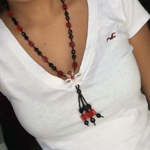 Black & red crystal necklace