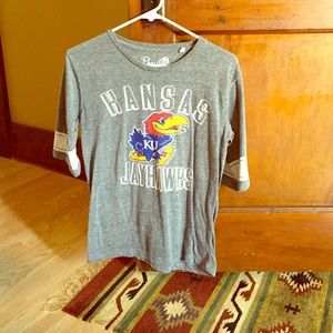 #10 🎉Kansas Jayhawks Grey 3/4 Sleeve Shirt