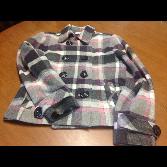 Plaid pea coat