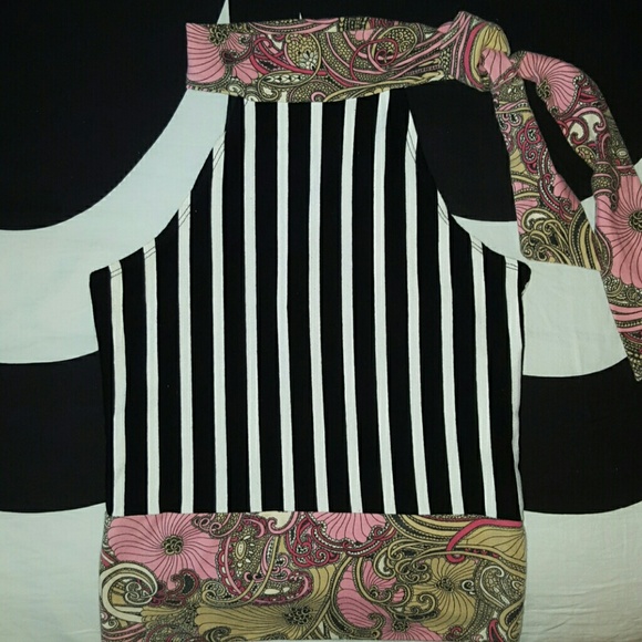 Unique Paisley striped halter top w/ neck tie