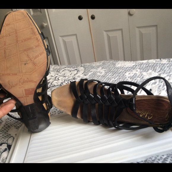 7.5 Black Strappy Leather SAM EDELMAN "SAVILLE" - Picture 4 of 4