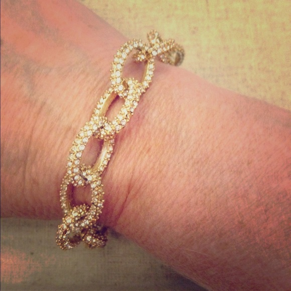 J. Crew Jewelry - J Crew gold & crystal link bracelet