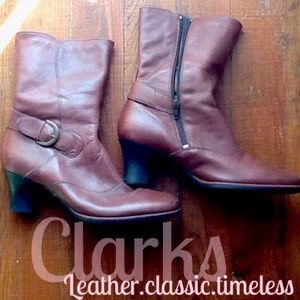 Clarks brown leather zip up boots