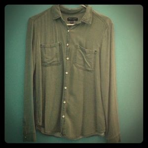 Faded army green button down