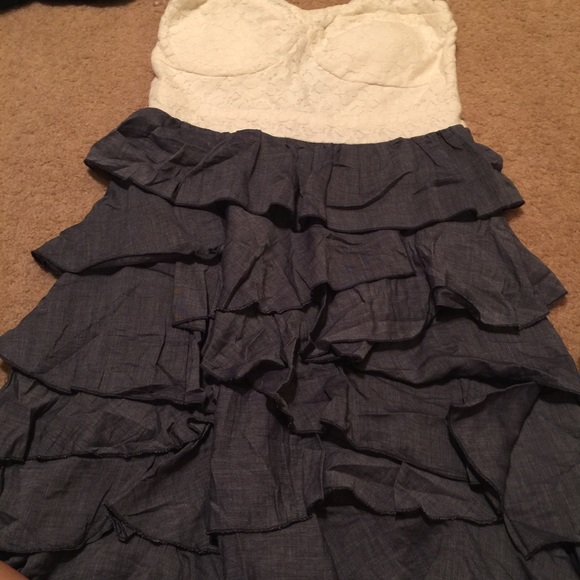 Vanity blue jean and lace dress