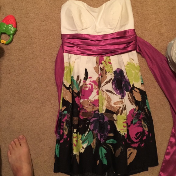 Strapless floral dress