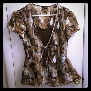 Brown 1Piece Undershirt & Connected Blouse