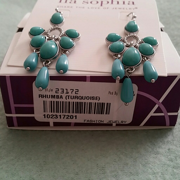 Lia Sophia Rhumba (turquoise) dangle earrings - Picture 3 of 4