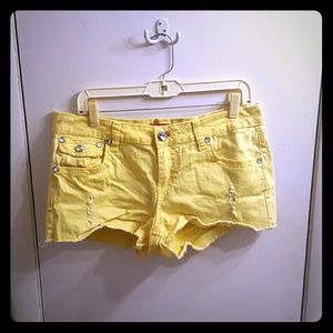 Yellow Zanadi Cut-off Denim Shorts