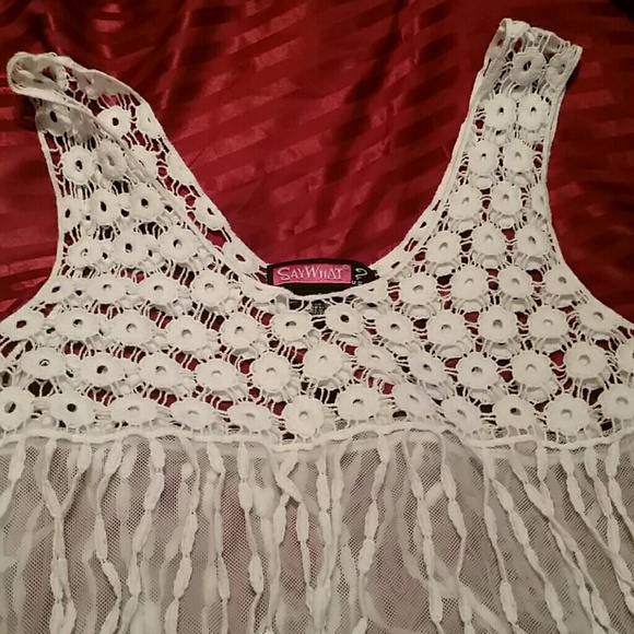 Lacy fringe top sz small nwot never worn white - Picture 2 of 3