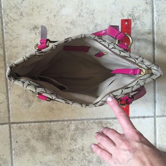 Coach purse, pink and tan. - Picture 2 of 3