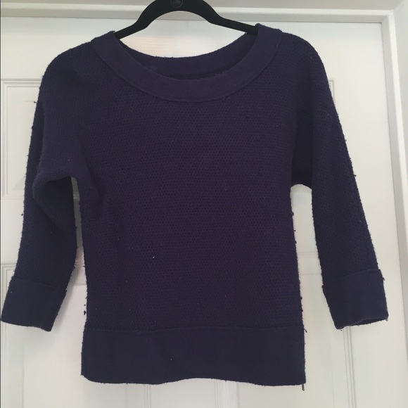 Loft purple textured nubby cropped sweater