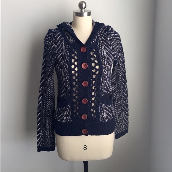 Anthropologie Sweaters - Anthropologie Hooded Button Front Sweater