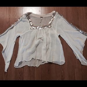Sheer sequin trim top