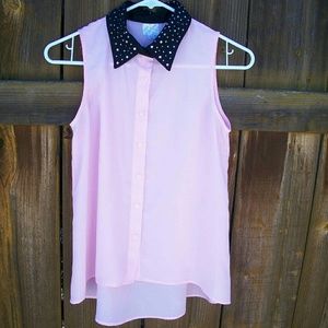 Pink collared tank top