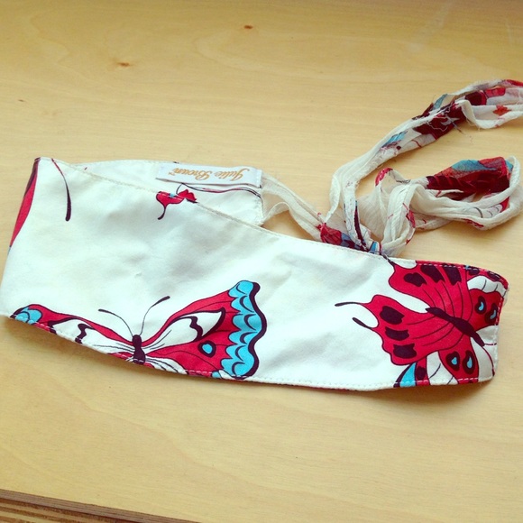 Julie Brown Headscarf Tie butterfly print