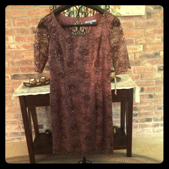 Antonio Melani - Rose and Gold Detailed Lace Dress