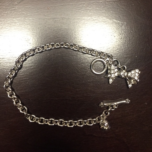 Juicy Couture Silver chain bracelet with bow charm