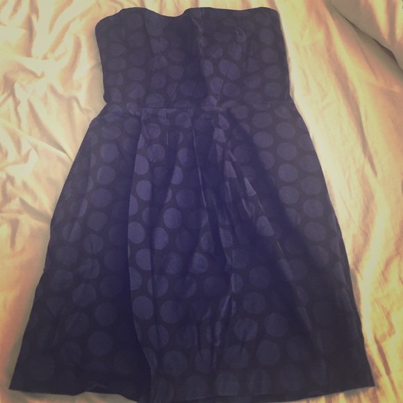 Black and blue polka dot tube dress