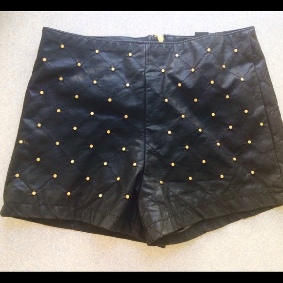 Studded leather shorts