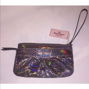 Juicy Couture metallic rainbow snake skin wristlet