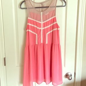 Salmon pink dress with lace