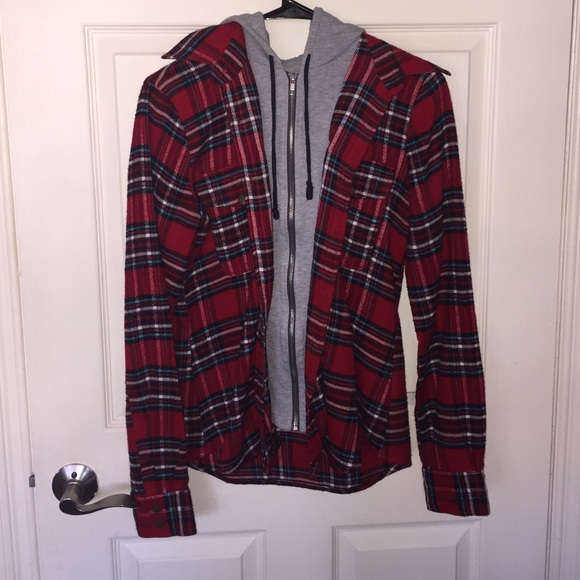 Built in hooded red flannel